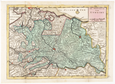 203119 Kaart van de provincie Utrecht (ingekleurd exemplaar).